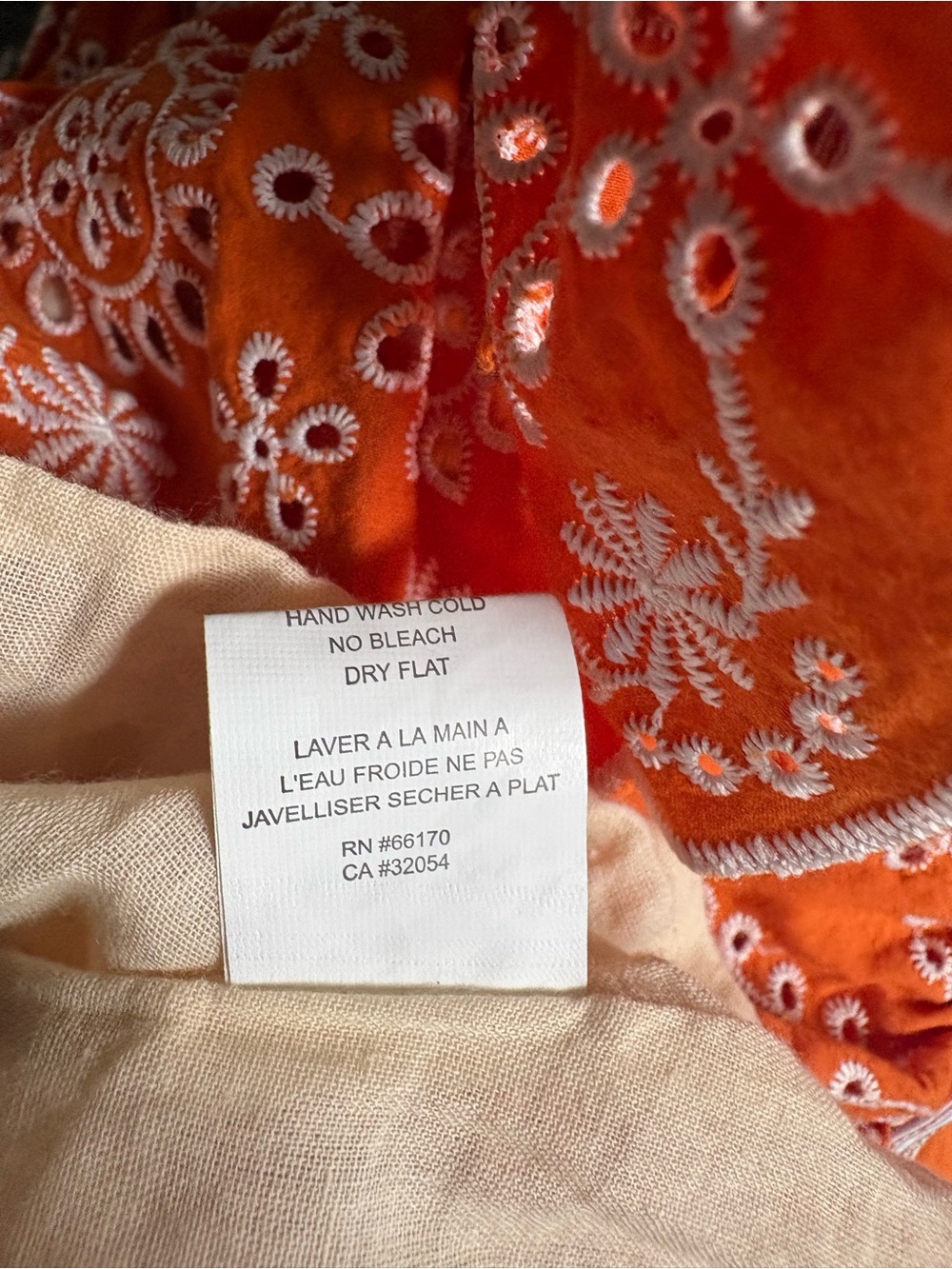 Blue Tassel Anthropologie Cotton Orange Eyelet Ruffle Sleeve Peplum Crop Top - Picture 7 of 8